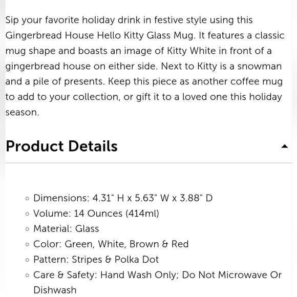 Sario Hello Kitty Snowy Christmas Glass Bistro Mug with glittered handle 14 oz - Picture 12 of 14